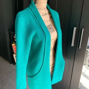 Long Heavy Weight Cardigan with Collar and Pockets